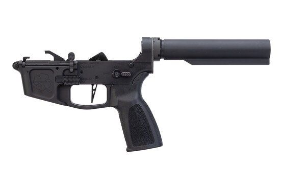 FM Products MIKE-9 AR9 Complete Lower Receiver has a black anodized finish